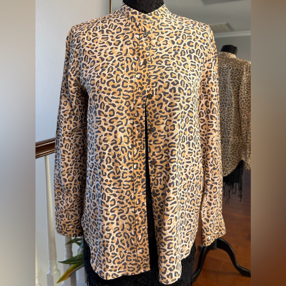 Equipment Leopard Print Blouse in Tan and Black